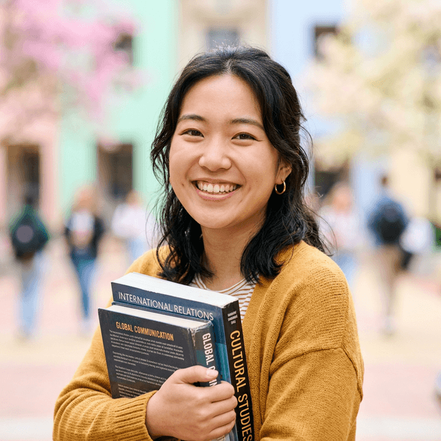 Happy international student