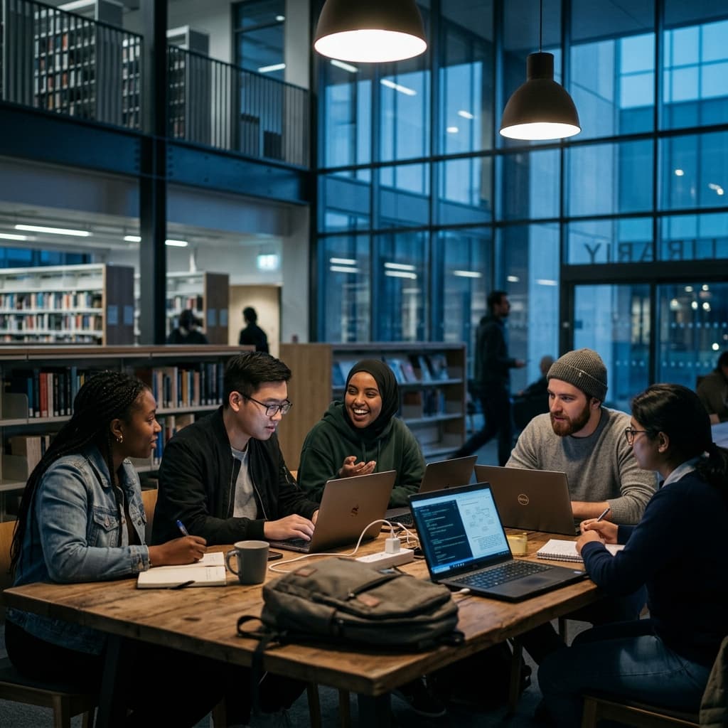 Students studying