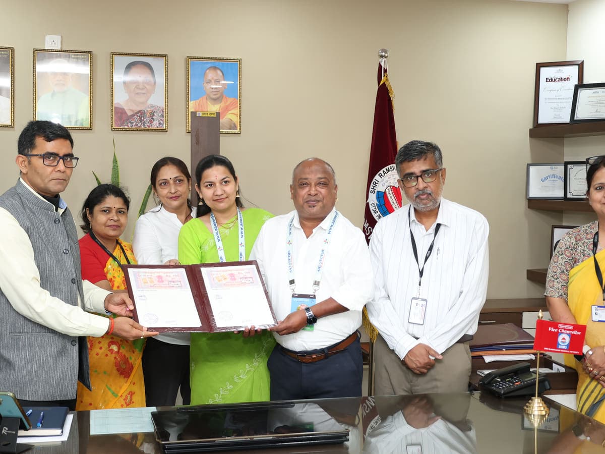 Aao Seekhe signing an MOU with Shri Ramswaroop Memorial University