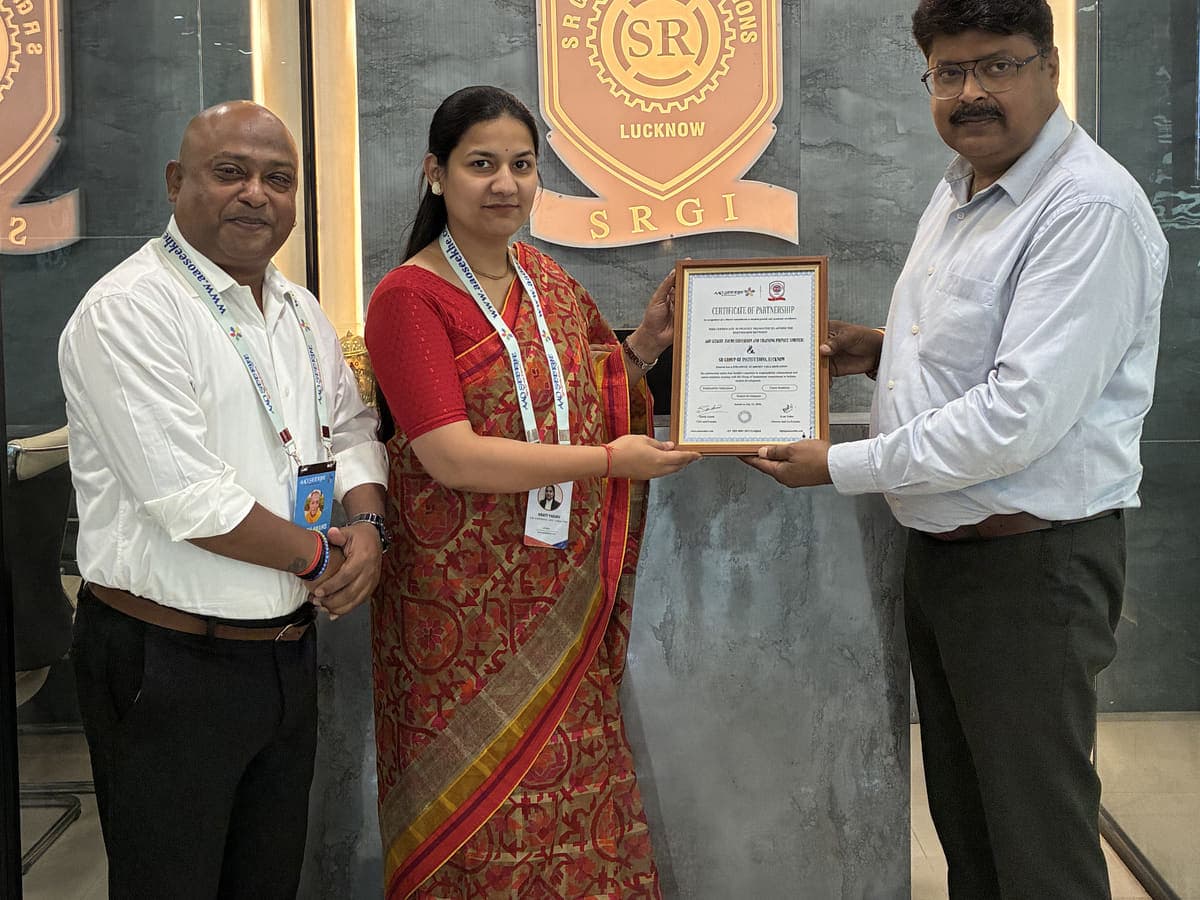 Certificate of partnership presented at S R Group of Institutions